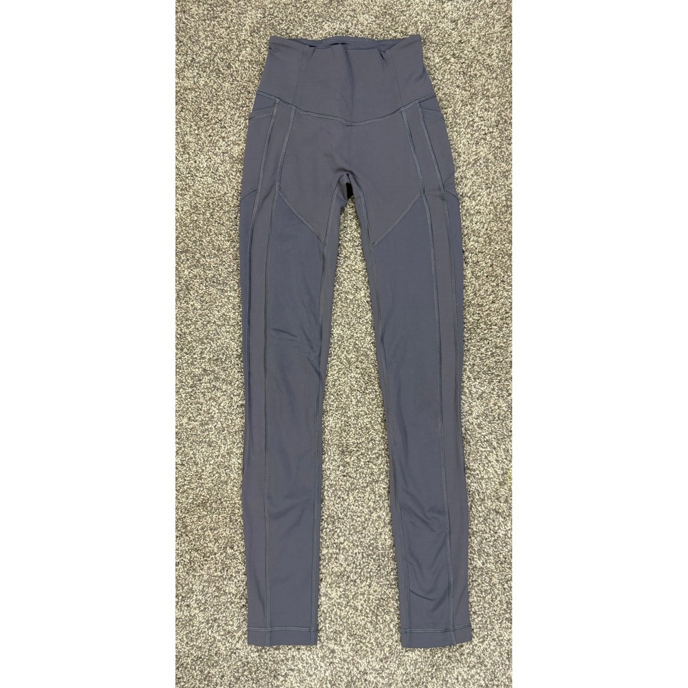 Lululemon All The Right Places Leggings Women Size 2 Gray High Rise Pockets